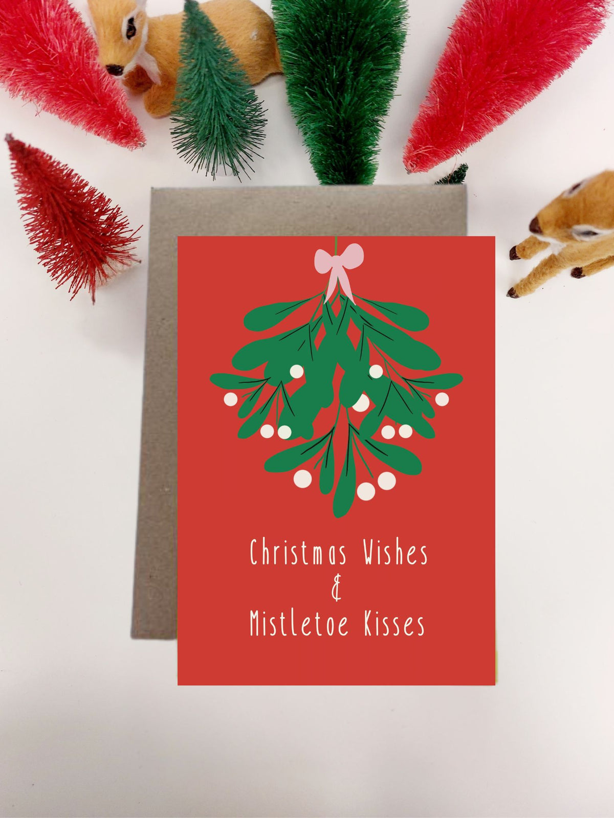 Card - Christmas wishes & mistletoe kisses